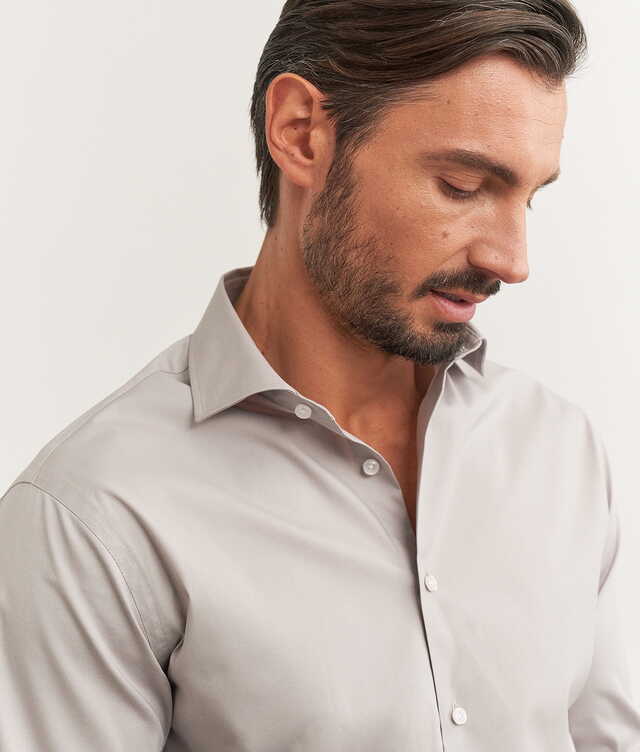 Slim fit - Urbino Poplin Greige Stretch Shirt